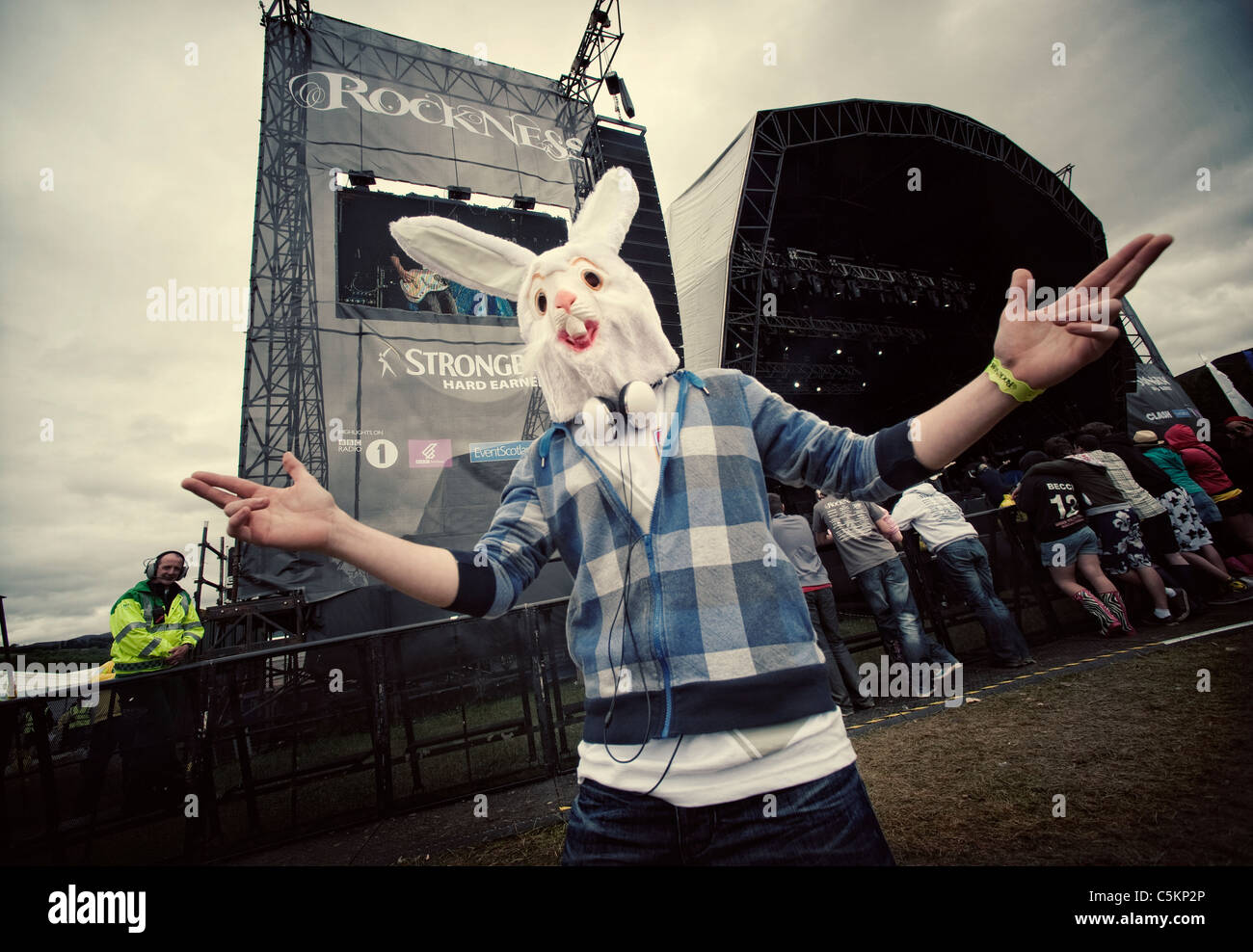 Music fan at the Rockness music festival in Scotland Stock Photo