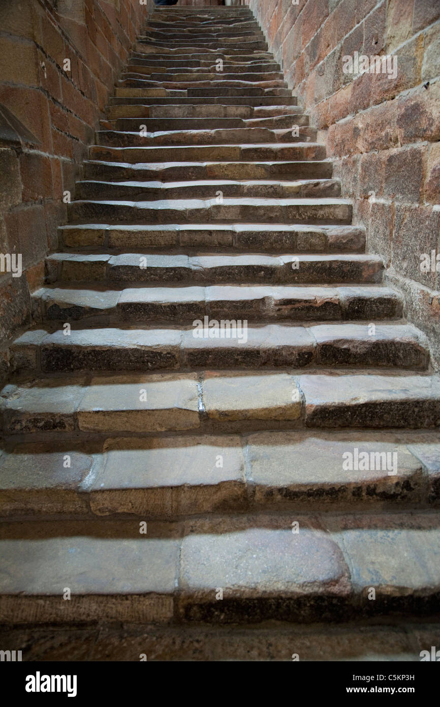 Hexham Abbey, Night Stair in S. Transept (13th C), Hexham, Northumberland, England, UK Stock Photo