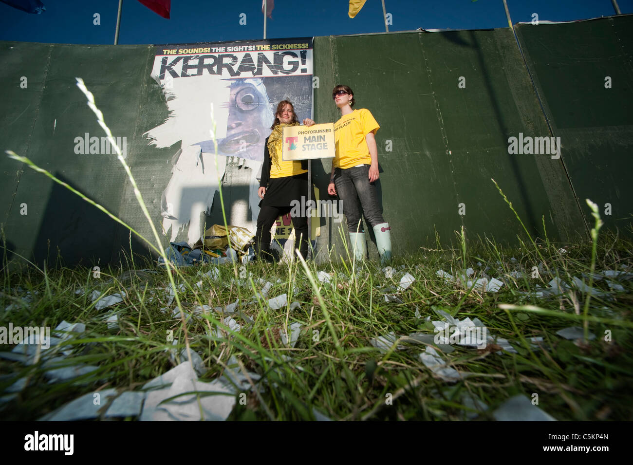 T in the park music festival photo runners backstage. Stock Photo