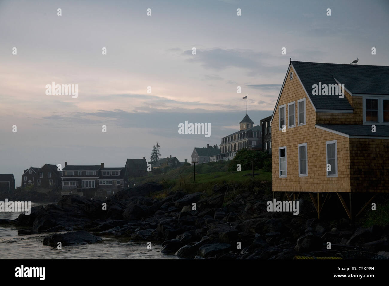 Monhegan Island, Maine View of Monhegan Island harbor and village