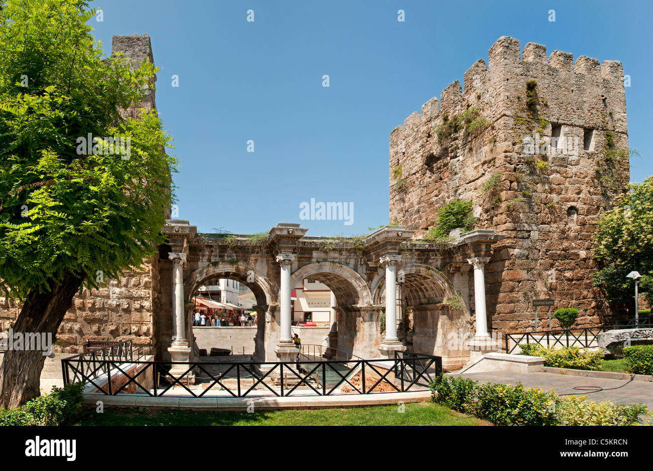 Antlalya Turkey Hadrian's Roman Gate Emperor Hadrian AD 117- 38 old town Kaleici Stock Photo