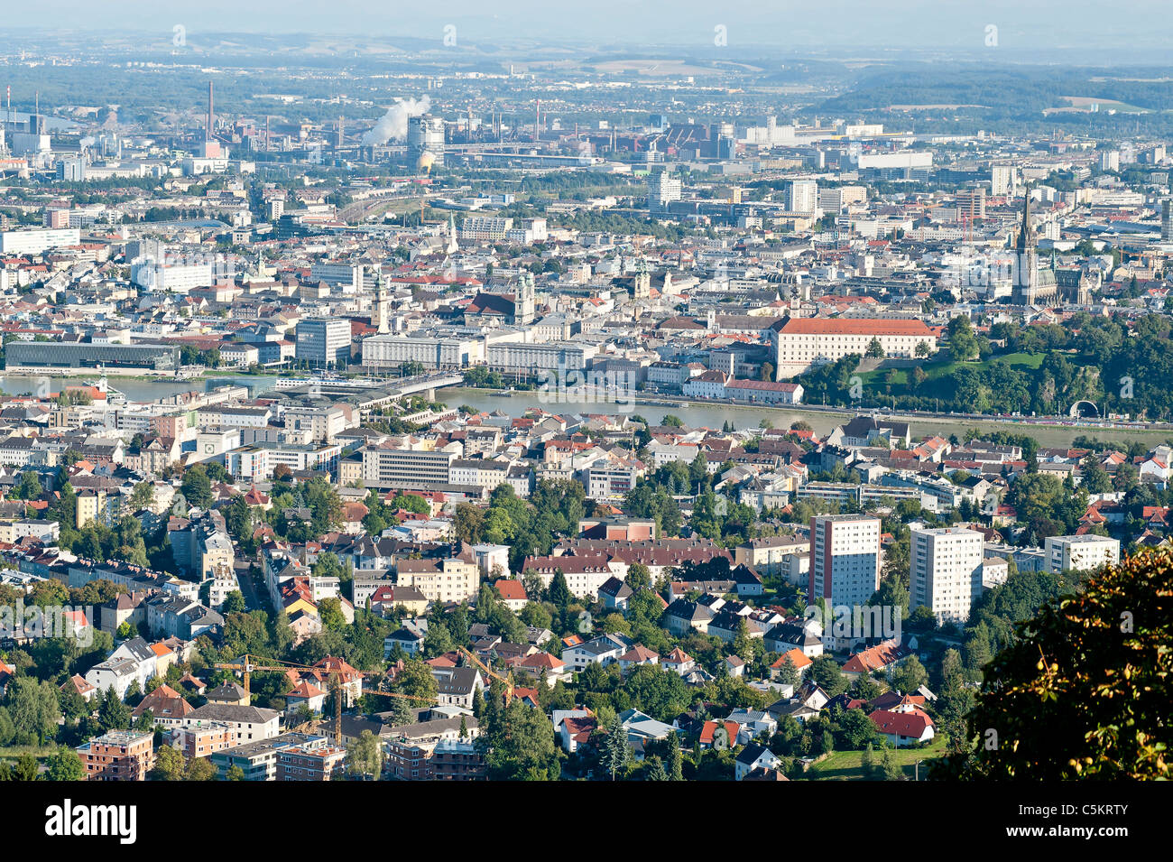 Aerial View from Linz, the Capital City of Upper Austria Stock Photo ...