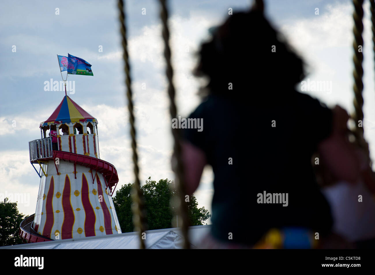 The 15000 strong crowd enjoys the music and free ice cream. The Saturday of Ben and Jerry's Sundae festival on Clapham Common Stock Photo