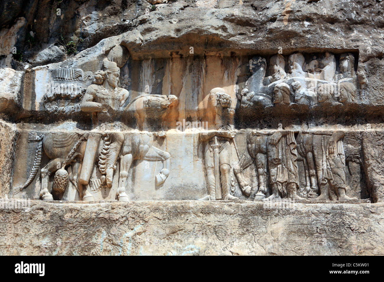 Relief of Sassanian king Bahram II (280 AD), near Bishapur, Province ...