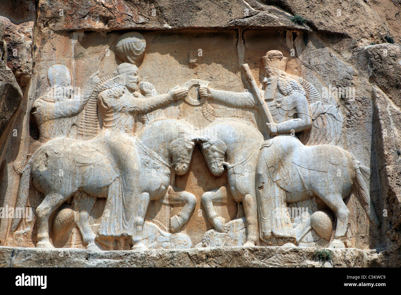 Reliefs of Sassanian kings (3rd century), Naqsh-e Rustam, Fars province, Iran Stock Photo