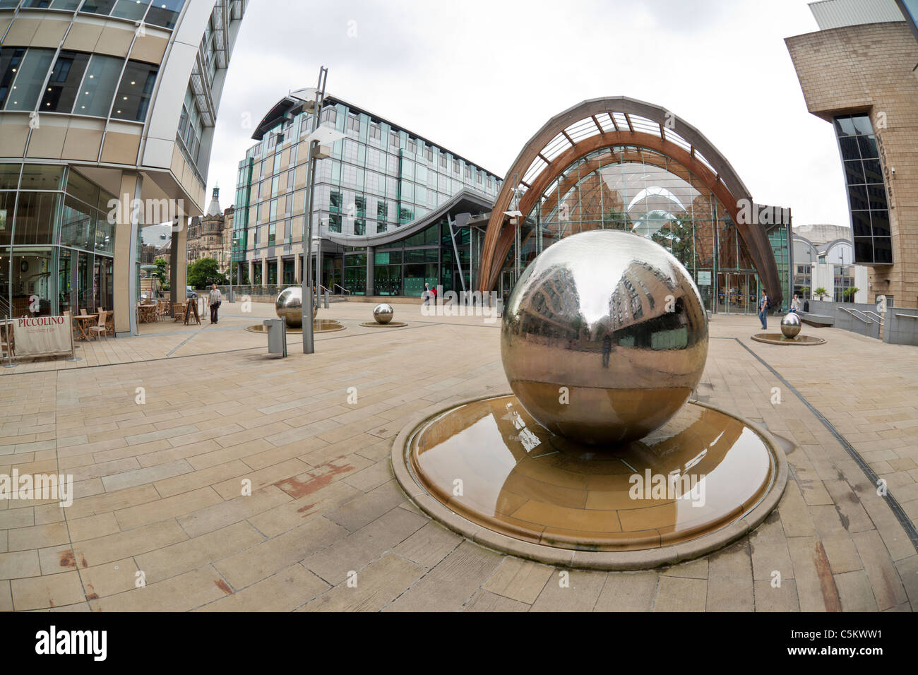 St Paul's Place, Sheffield City Centre, with the Winter Gardens Stock Photo