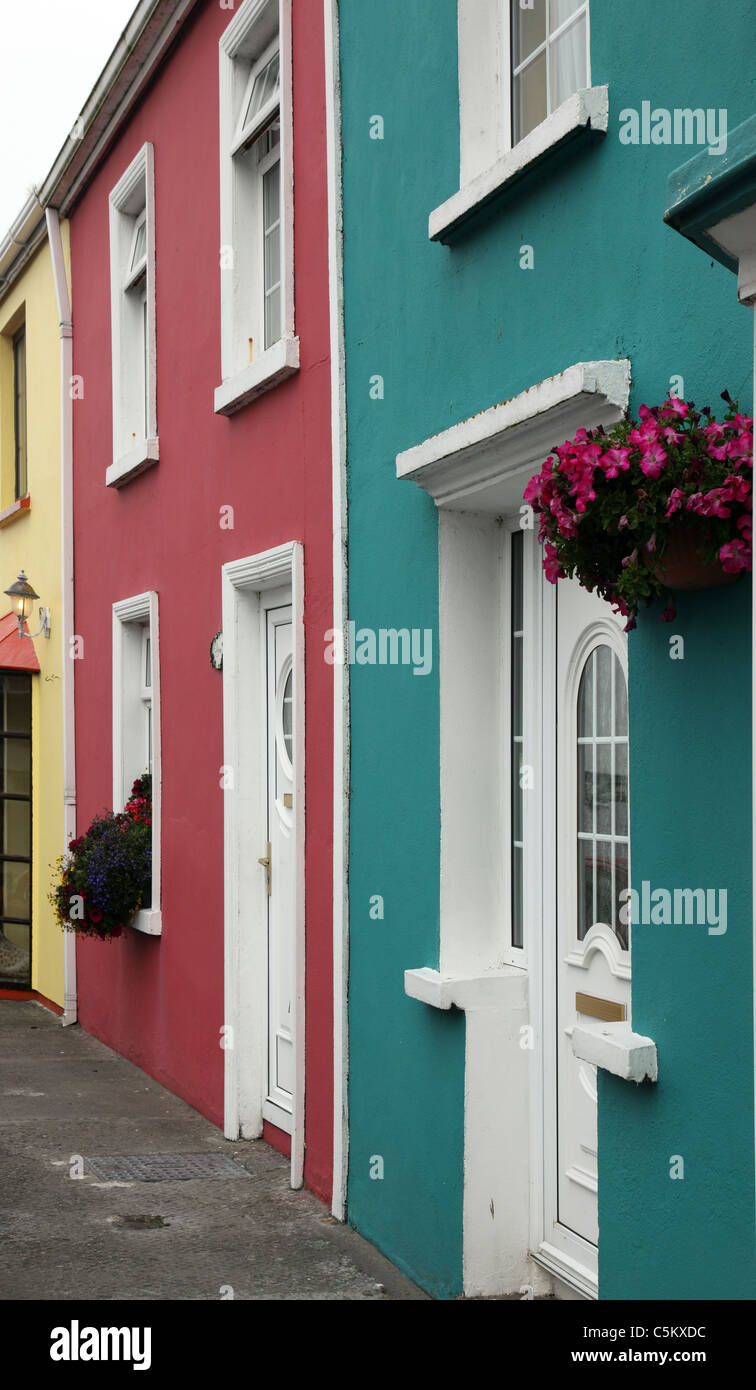 Coloured houses, Portmagee, fishing village, Co. Kerry, Ireland Stock