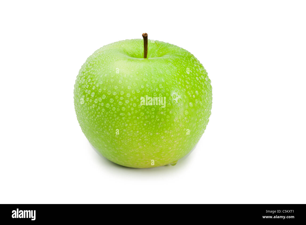 Wet  green apple Stock Photo