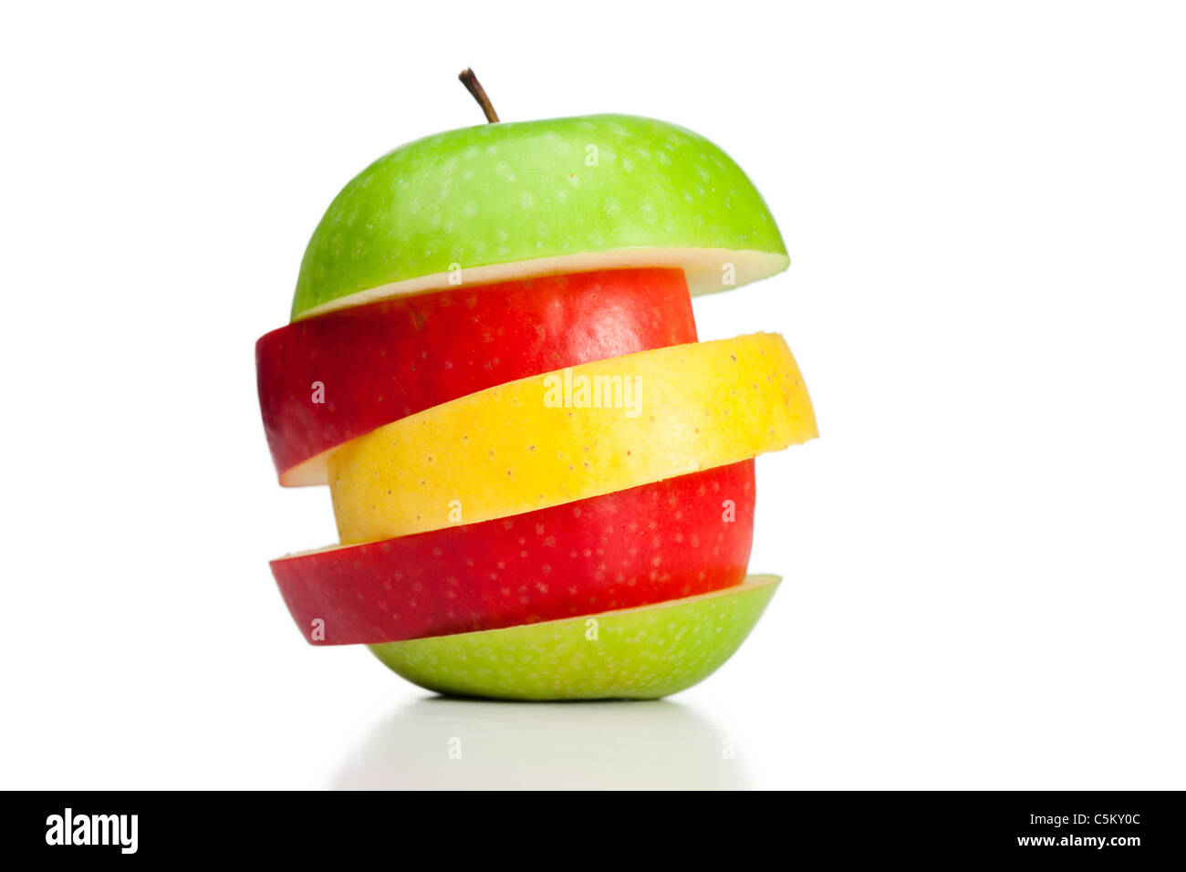 Combination of green, yellow and red apples Stock Photo