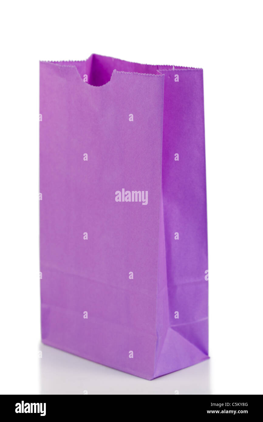 Purple paper bag oblique view Stock Photo