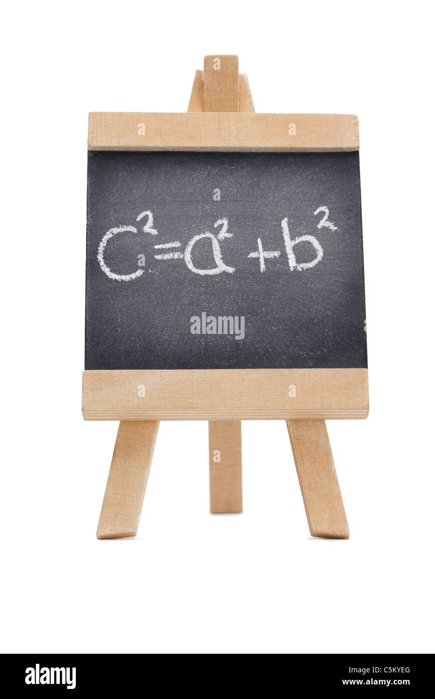 Chalkboard with a mathematical formula written on it Stock Photo