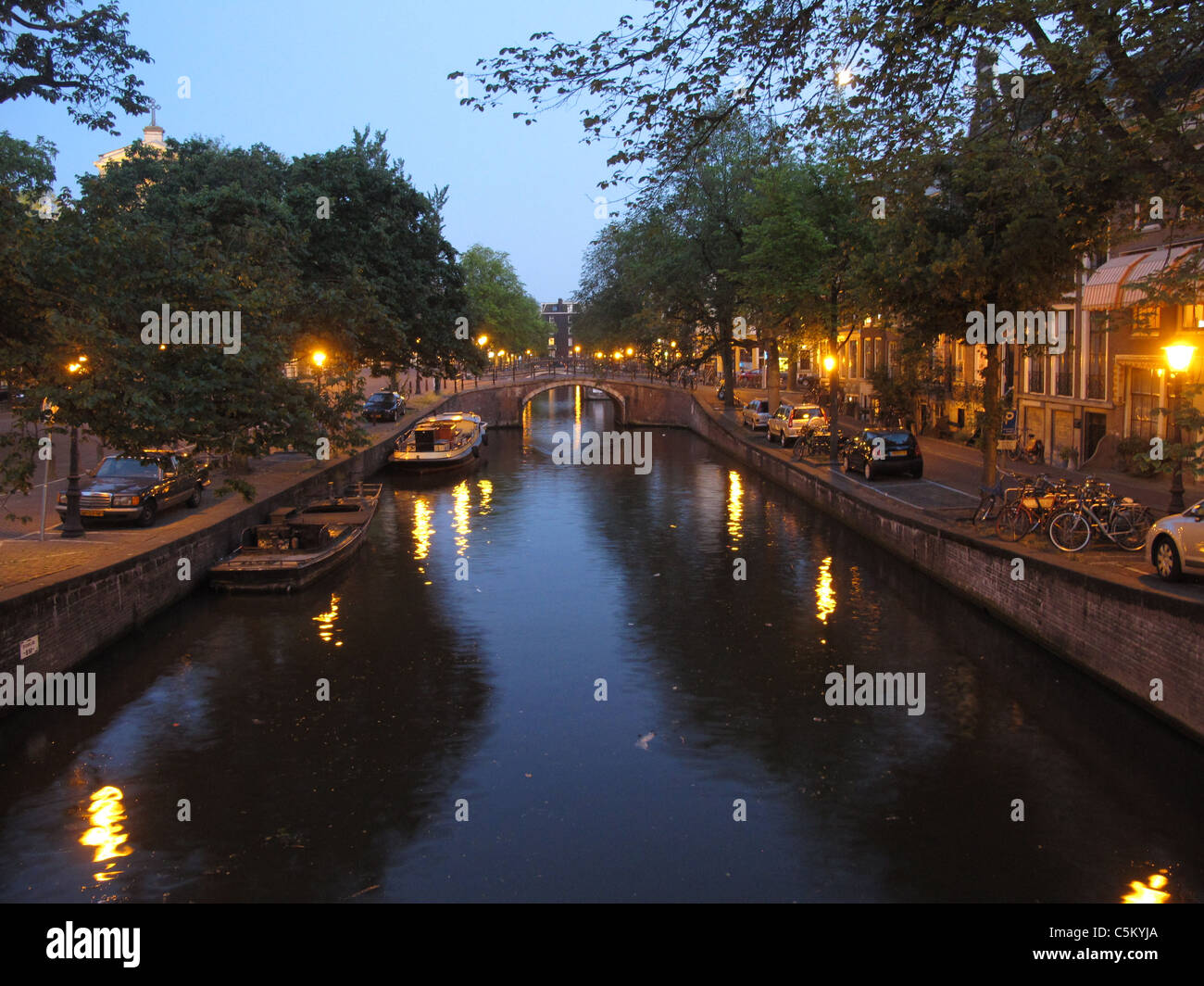 Gracht in Amsterdam at night Stock Photo