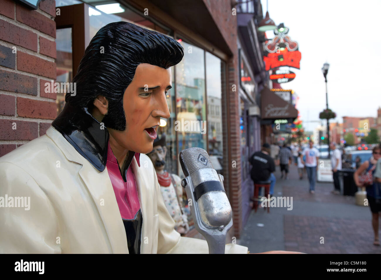 elvis statue singing on broadway downtown Nashville Tennessee USA Stock