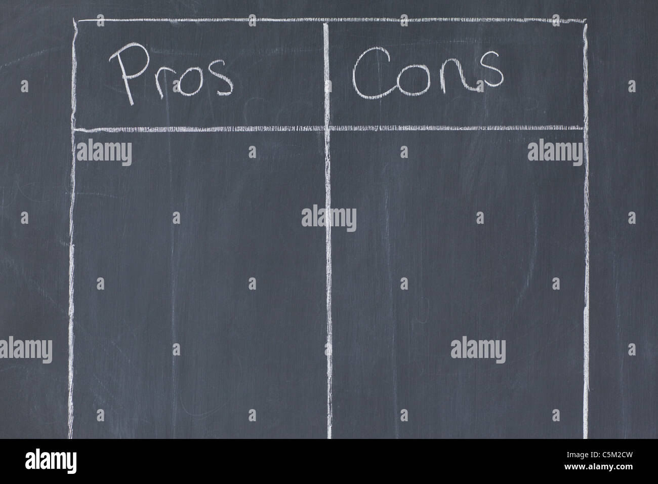 Table with two columns one for stock photo alamy