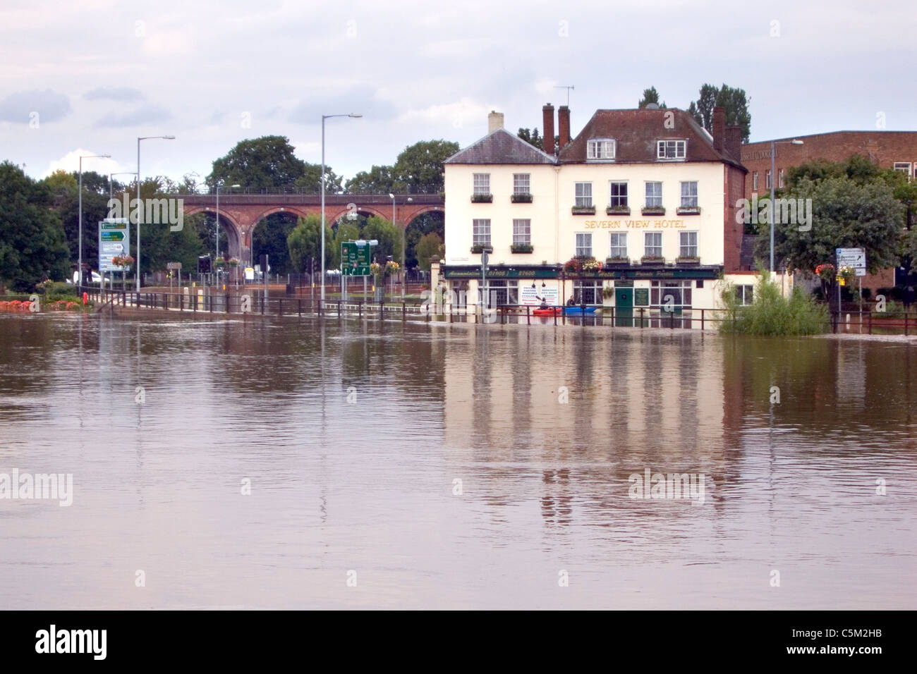 July 2007 floods on the River Severn, Worcester, Worcestershire, England, UK, Europe Stock Photo