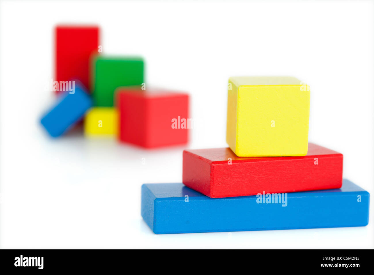 Colored toy building blocks Stock Photo