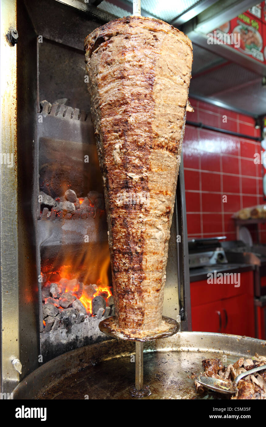 Turkish doner kebab in a Istanbul restaurant, Turkey Stock Photo