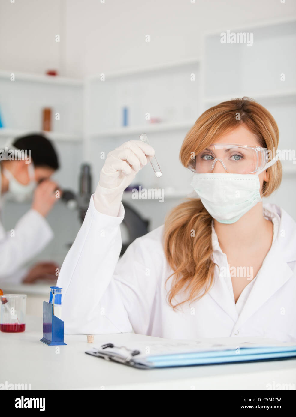 Scientists conducting an experiment Stock Photo