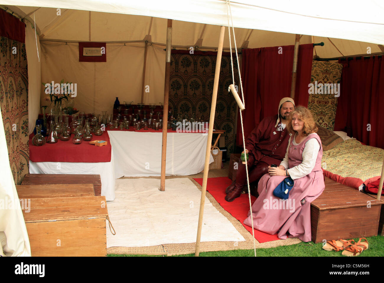 Two people in period costume at Medieval Fair Tatton Park Knutsford ...
