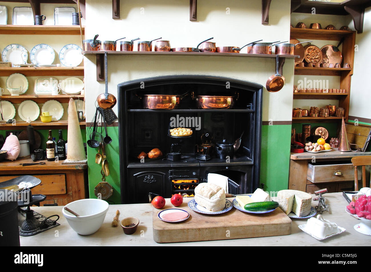 Victorian kitchen, Palace House, Beaulieu, New Forest District, Hampshire, England, United Kingdom Stock Photo