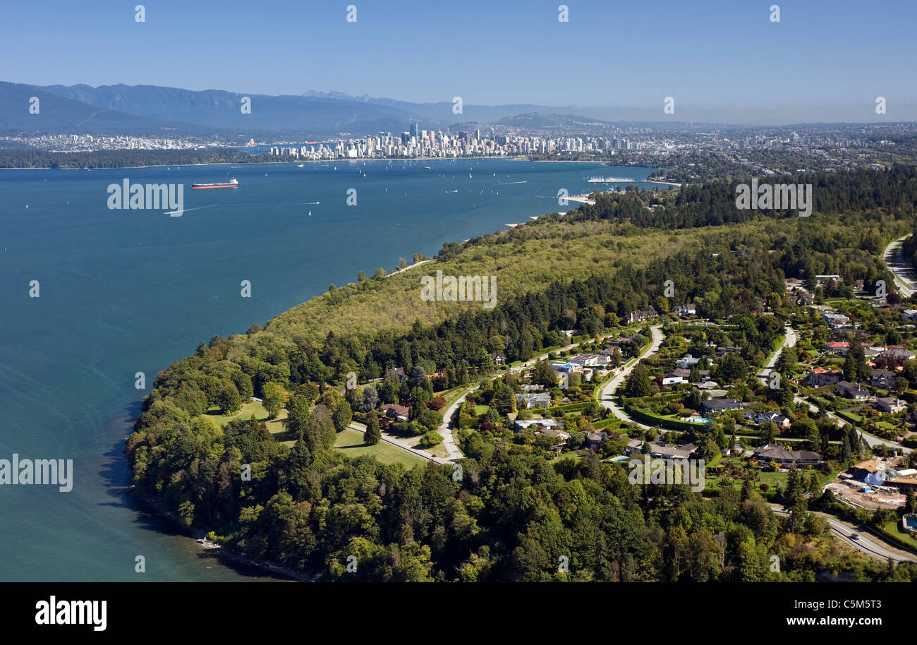Vancouver  Aerial - city skyline and Point Grey residential area Stock Photo