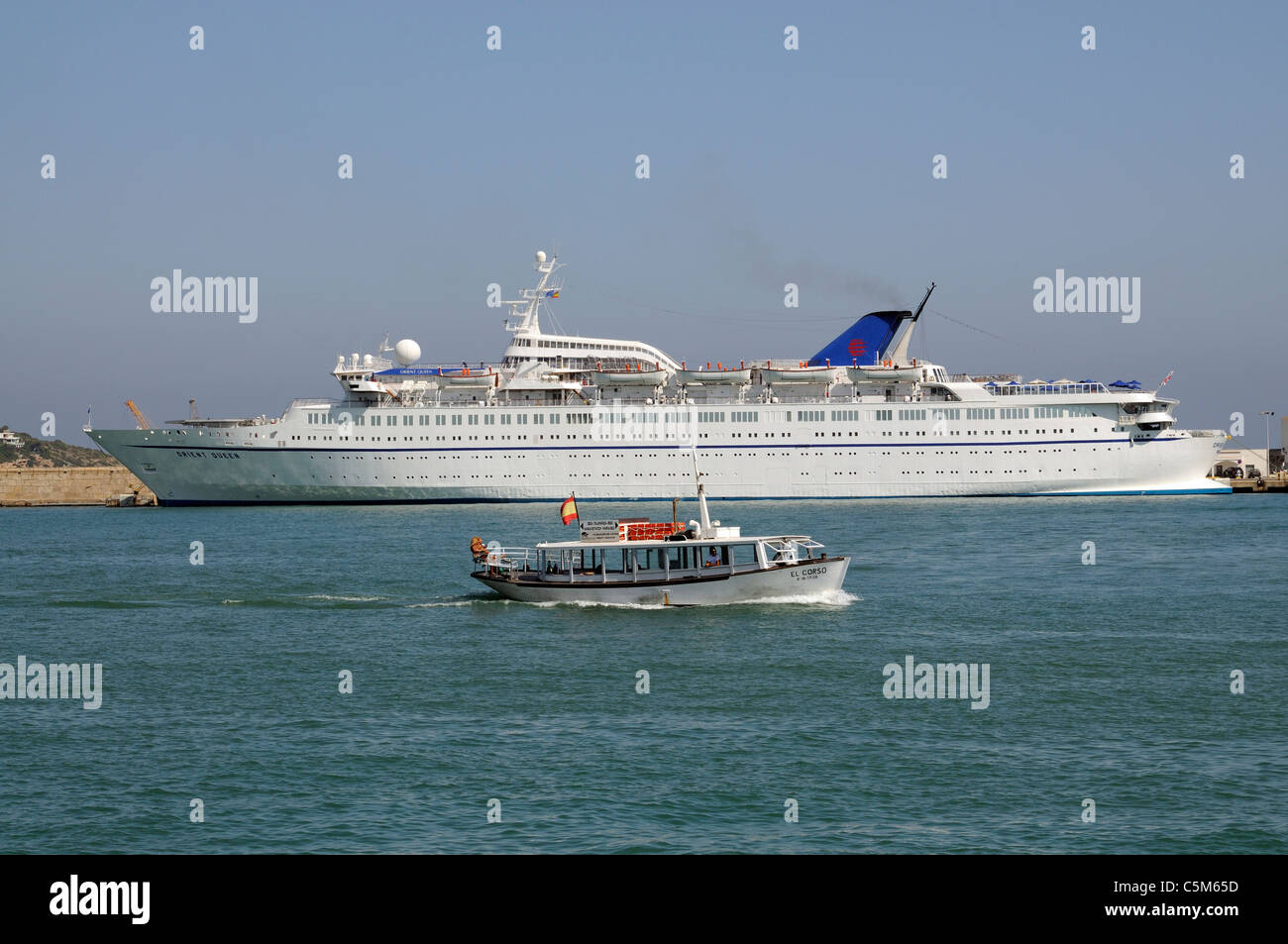 The Mv Orient Queen Cruise Ship Berthed Alongside In Eivissa Harbour Ibiza Stock Photo Alamy