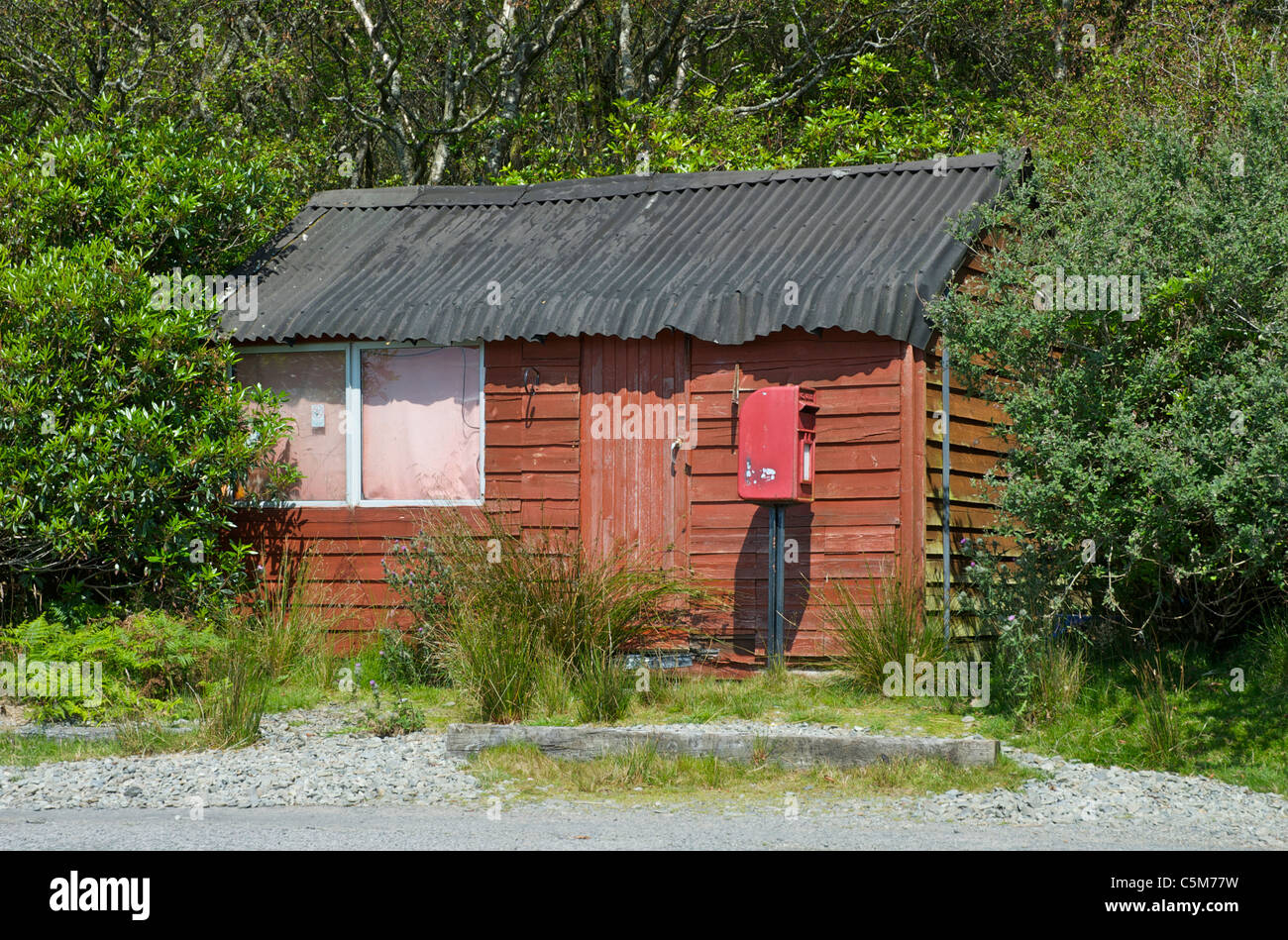 Hut at Lochbuie, on the Ilse of Mull, Scotland, UK, which used to be the community's post office. Stock Photo