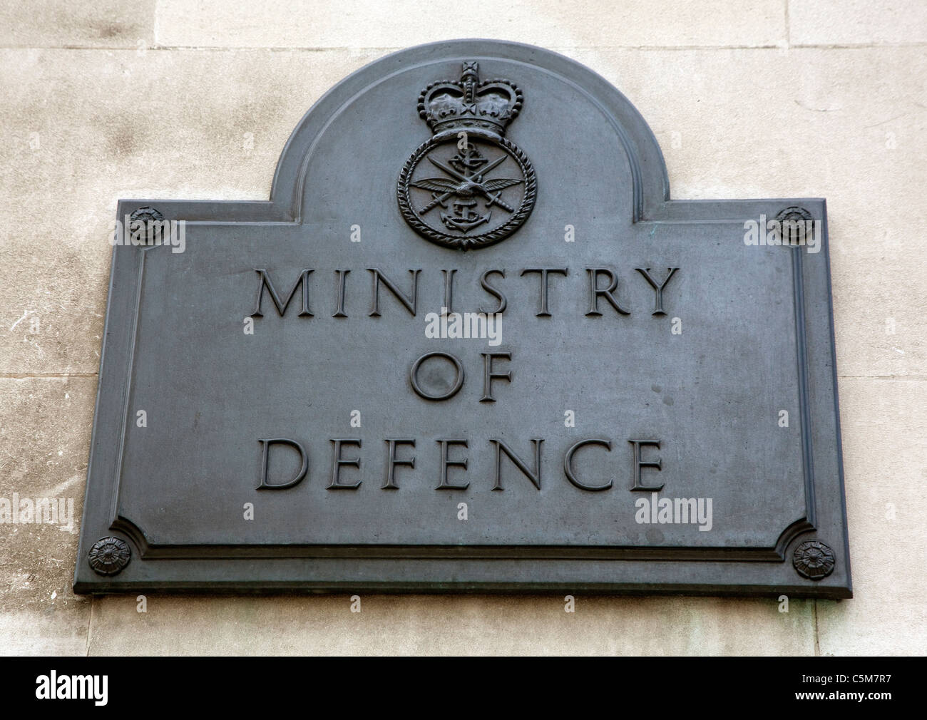 Sign on Ministry of Defence, Whitehall, London Stock Photo