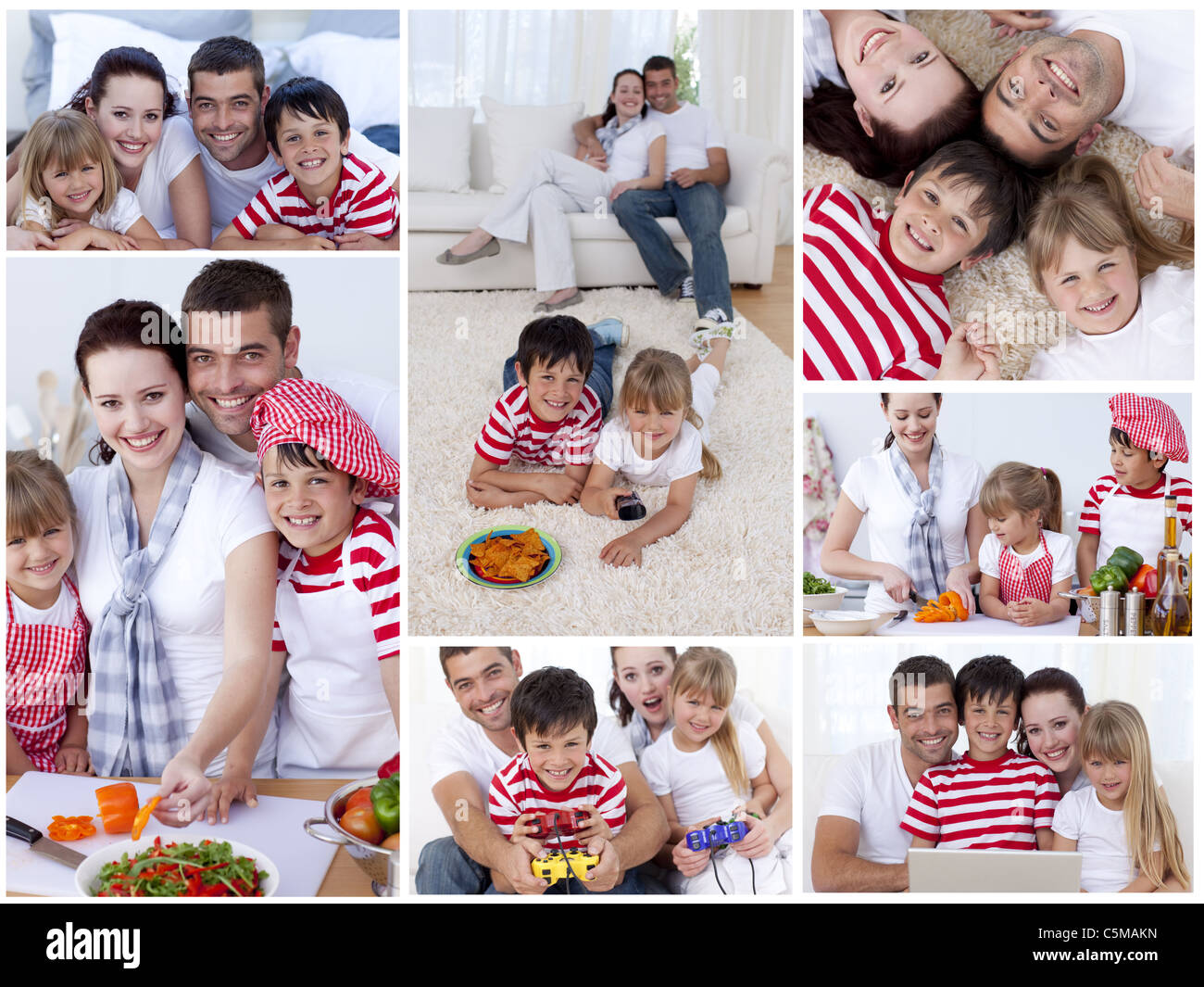 Collage of a family enjoying moments together Stock Photo Alamy