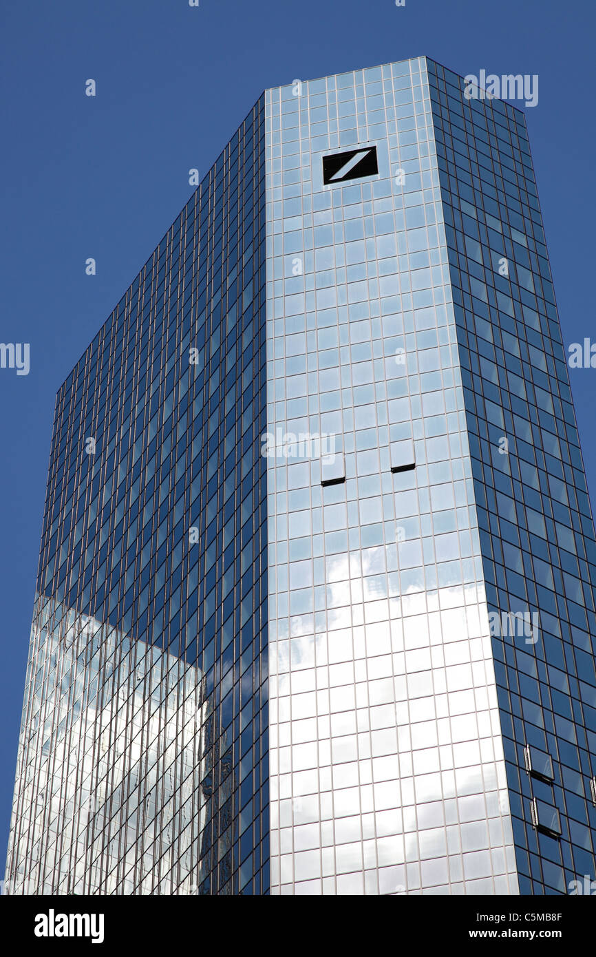Deutsche Bank Headquarters in Frankfurt (Main);  German Bank twin towers in Frankfurt; Editorial use only! Stock Photo