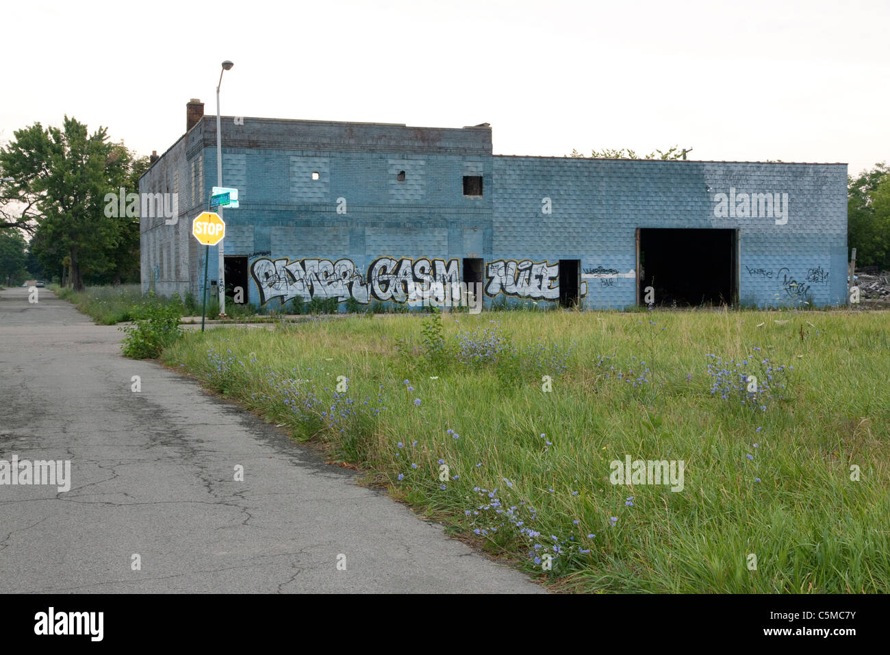 Vacant commercial building Detroit Michigan USA Stock Photo