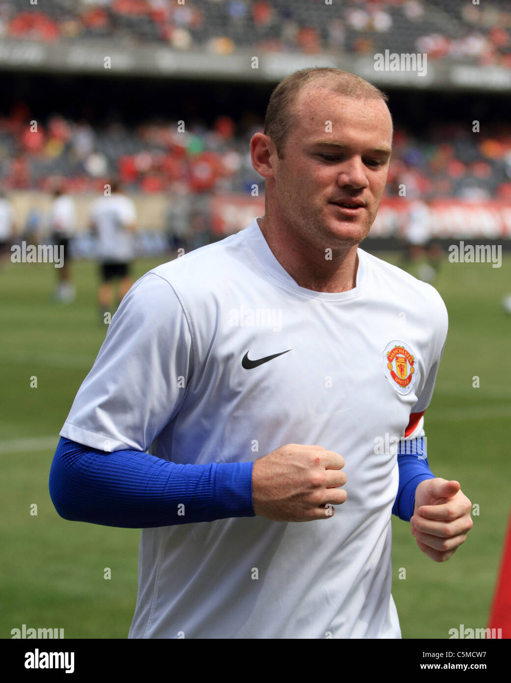Manchester United striker, Wayne Rooney, works out prior to United's match with the Chicago Fire. July 23, 2011 Stock Photo