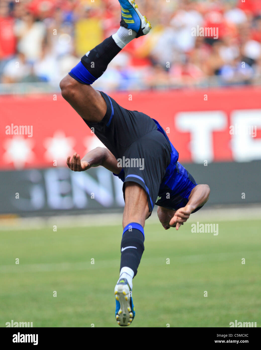 Manchester United wing, Luis Nani, celebrates his second half goal, vs. Chicago Fire at Soldier Field. July 23, 2011 Stock Photo