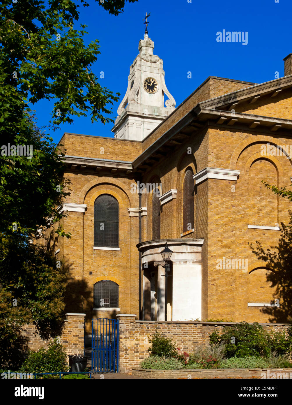 St John at Hackney Church in East London designed by James Spiller and built in 1792 in classical style with a Greek cross plan Stock Photo