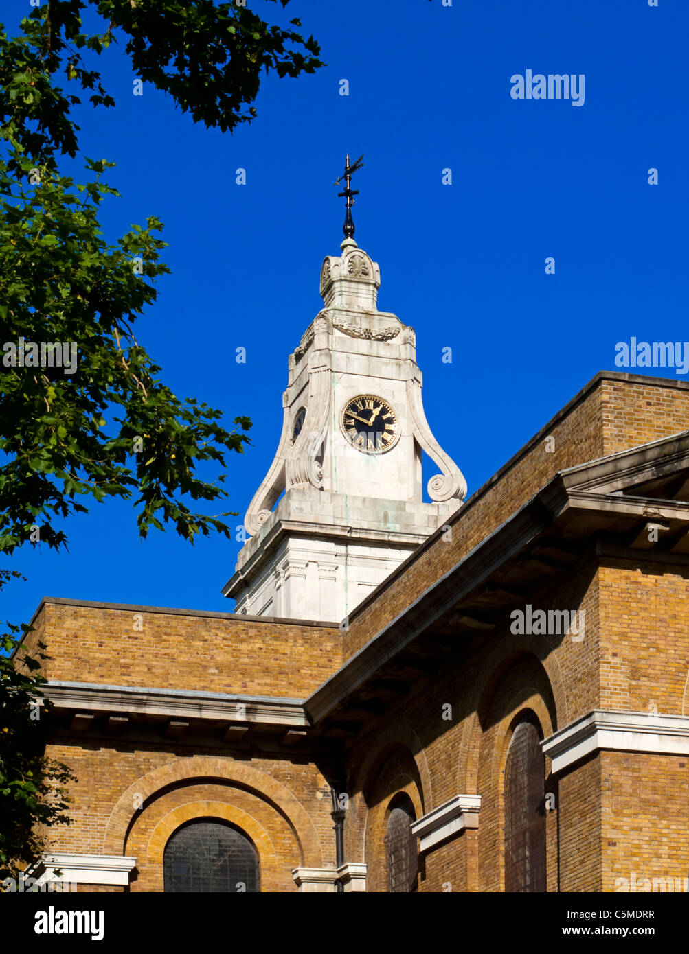 St John at Hackney Church in East London designed by James Spiller and built in 1792 in classical style with a Greek cross plan Stock Photo
