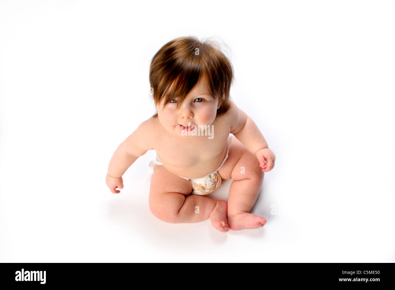 cute adorable baby girl on white background Stock Photo