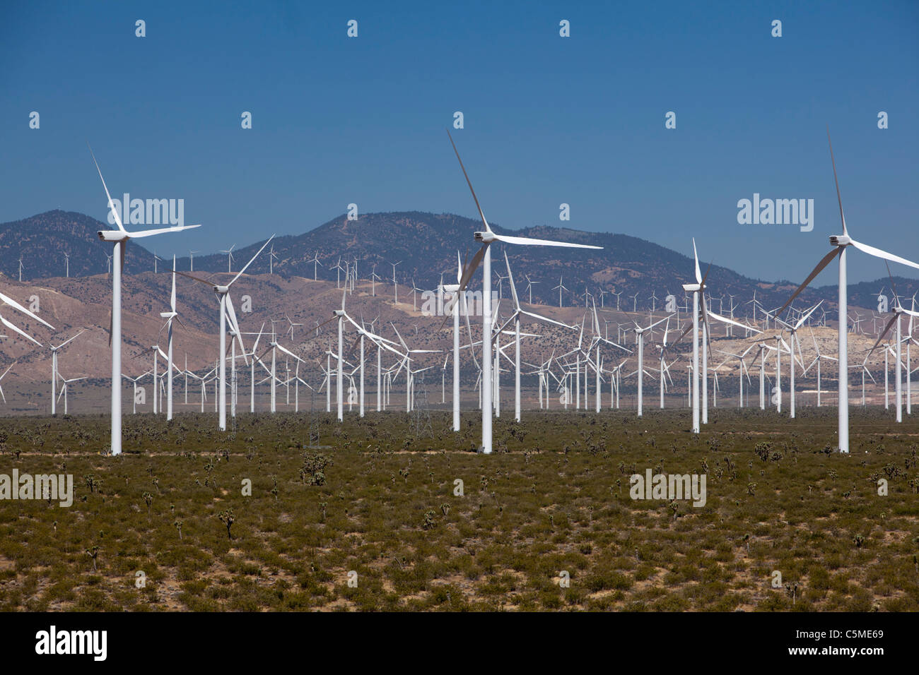 Mojave, California - Wind turbines in the Tehachapi Pass. Stock Photo