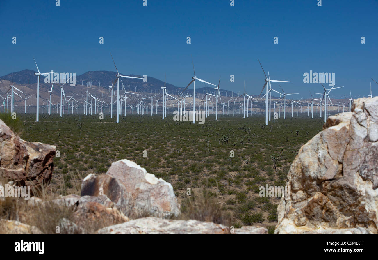 Mojave, California - Wind turbines in the Tehachapi Pass. Stock Photo
