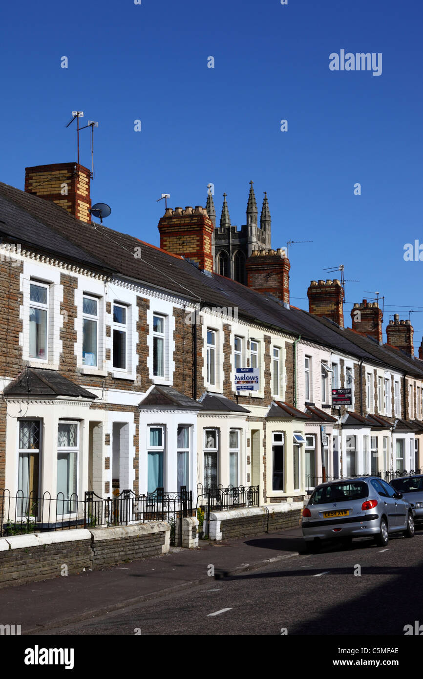 Typical terraced housing, Roath, Cardiff, South Wales