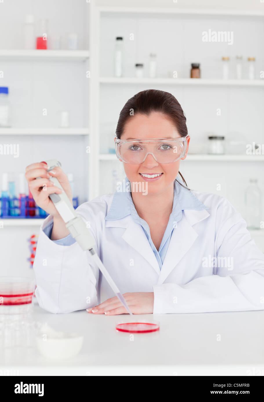 Young scientist preparing a sample Stock Photo