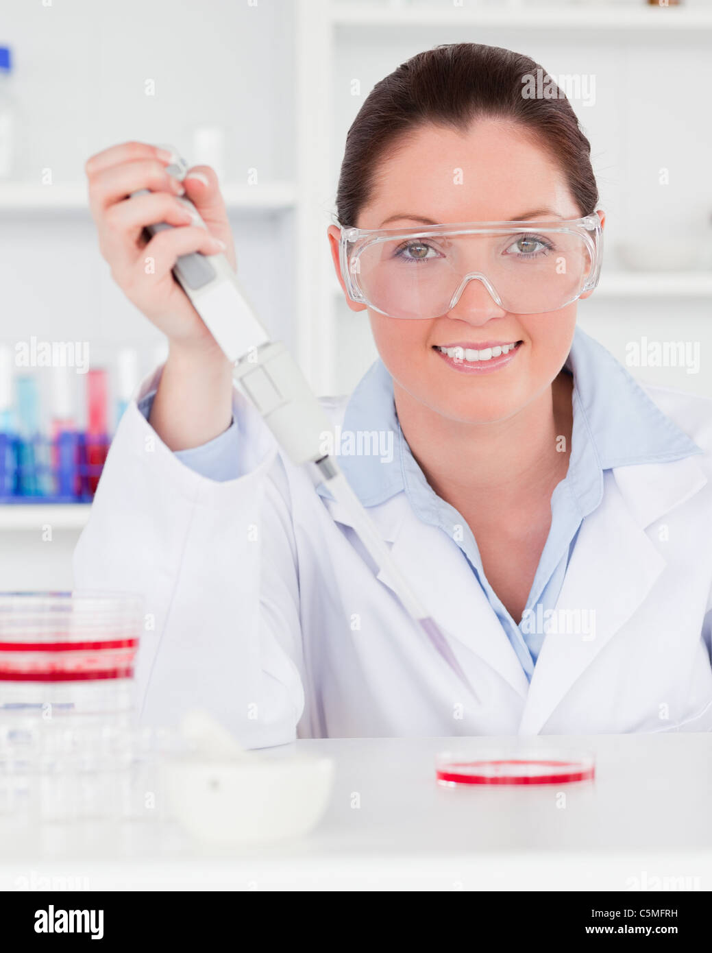 Portrait of a redhead scientist preparing Stock Photo