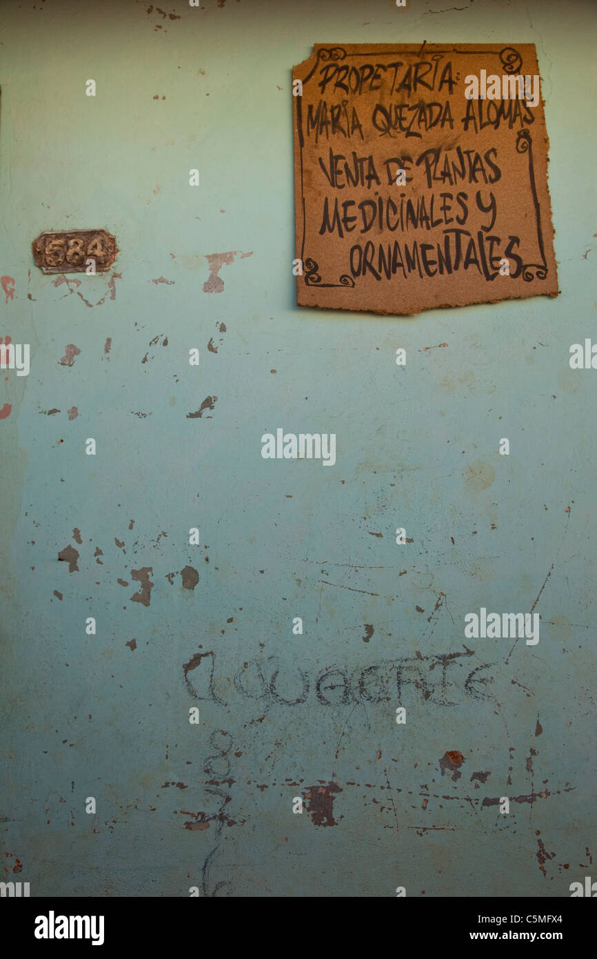 Cuba, Trinidad. Sign announcing sale of medicinal and ornamental plants