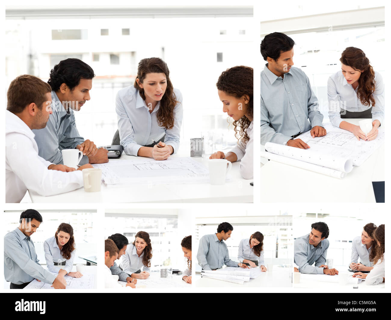 Collage of businesspeople working together Stock Photo