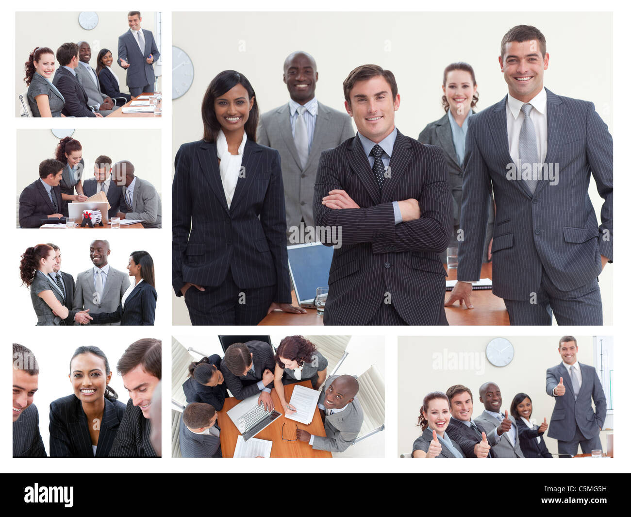Collage of businesspeople posing in different situations Stock Photo ...