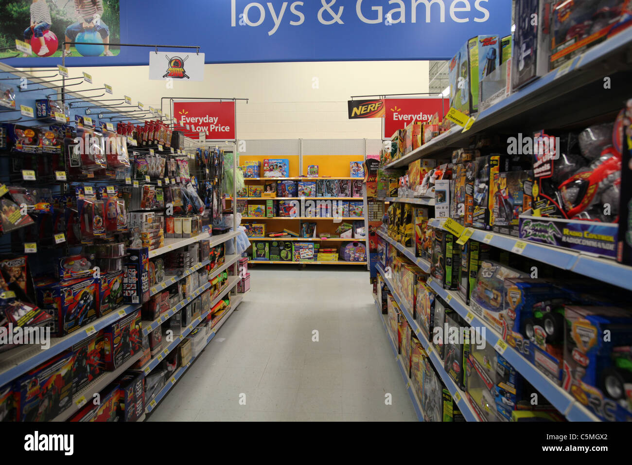 Walmart Toys and Games section in Walmart supercentre in Kitchener Ontario Canada 2011 Stock Photo