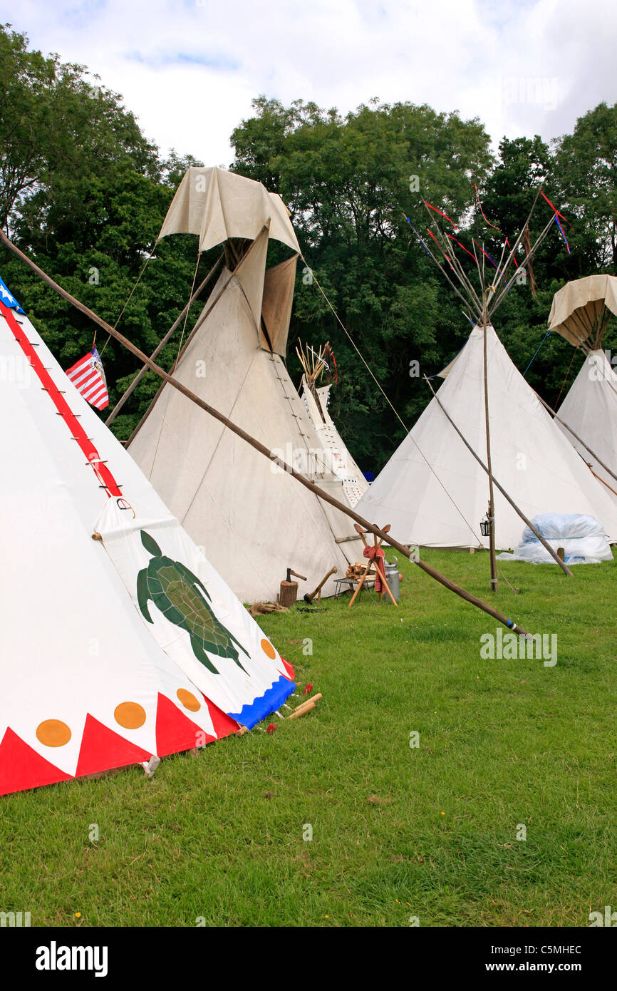 Teepee's on a Native American Indian Reservation Stock Photo