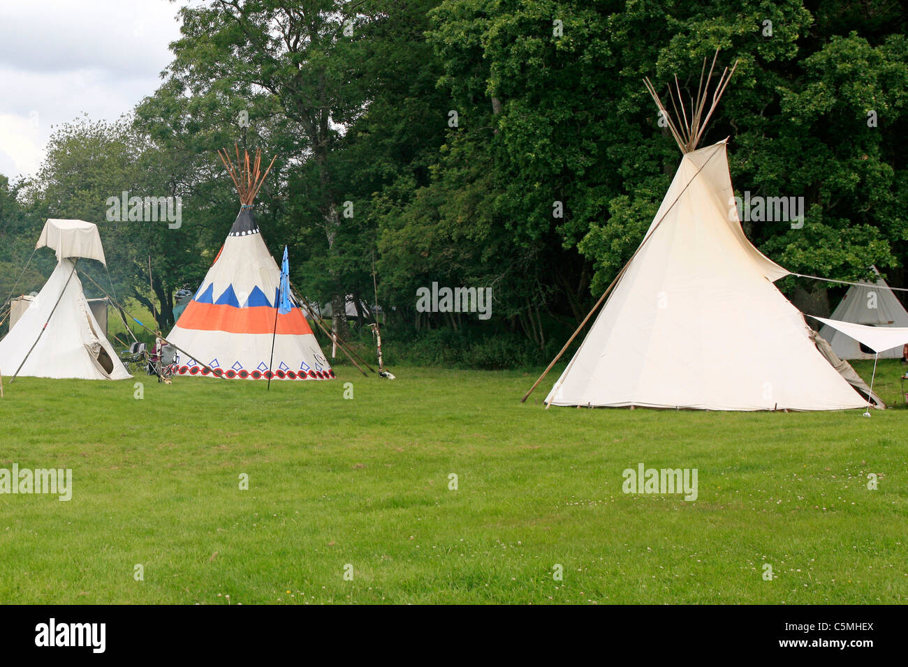 Teepee's on a Native American Indian Reservation Stock Photo