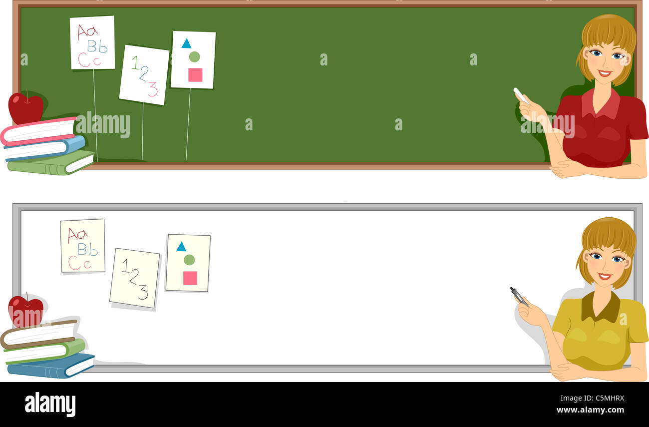 Banner Illustration with a Preschool Theme Stock Photo - Alamy