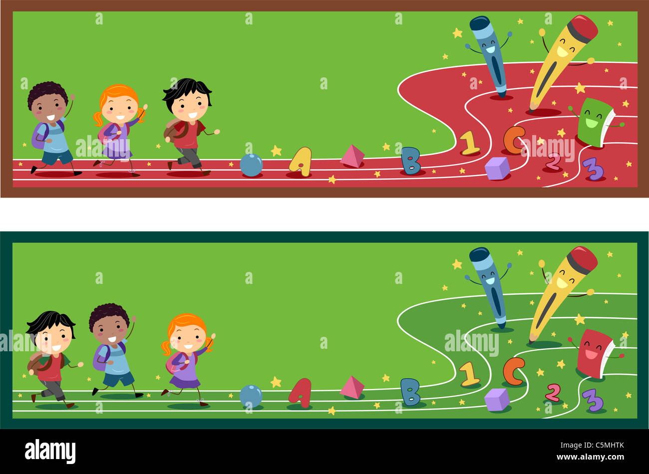 Banner Illustration with a Preschool Theme Stock Photo - Alamy