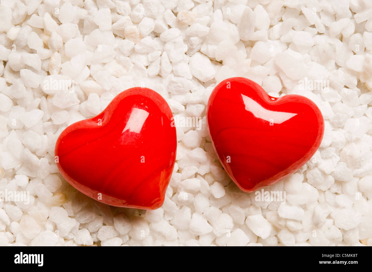 two valentine heart shaped stones, love concept Stock Photo